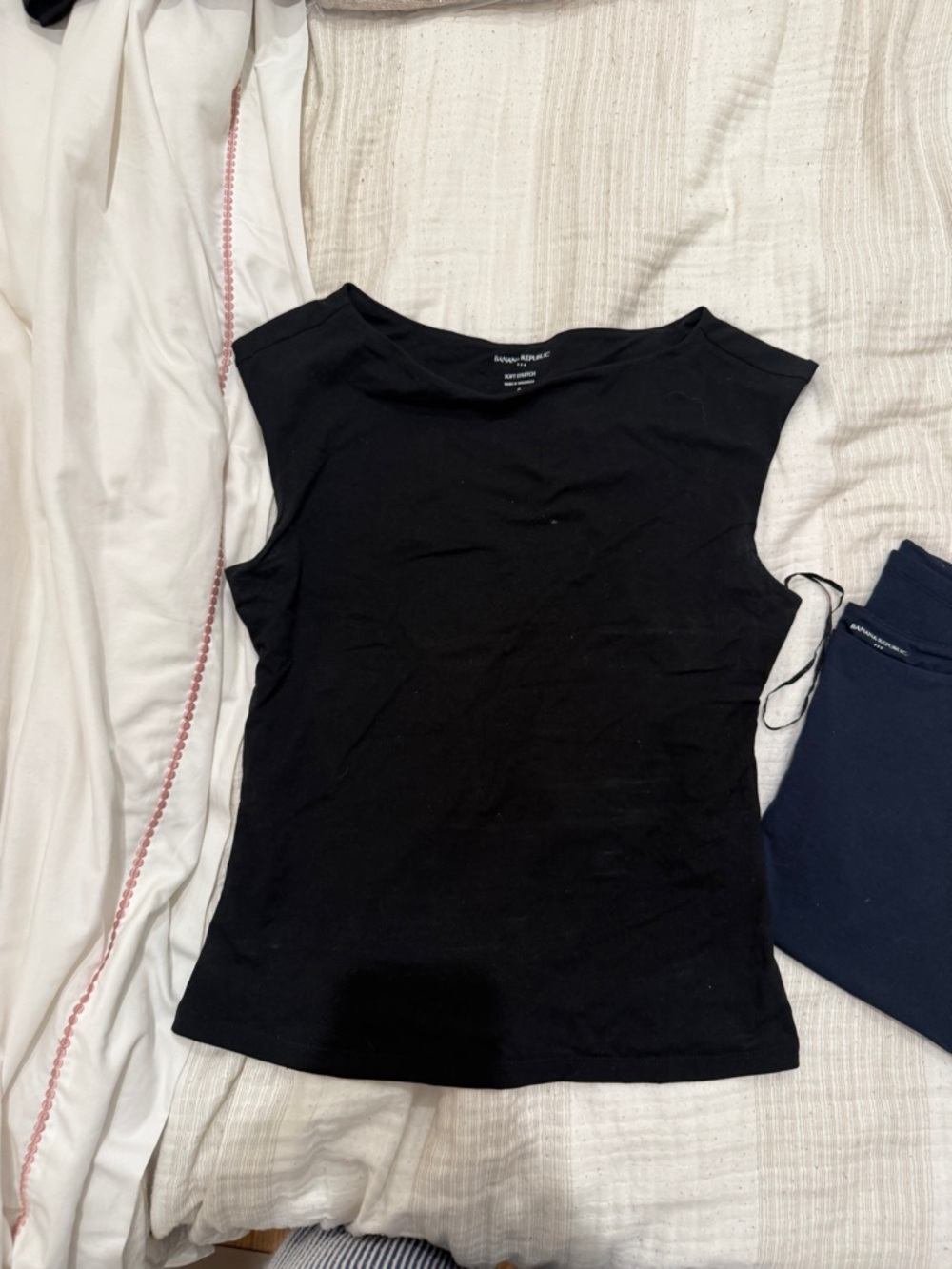 Banana Republic navy Boatneck Cap-Sleeve Tank